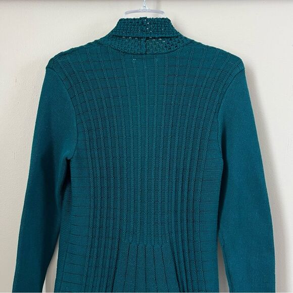 Notations Teal Long Sleeve Midweight Swingy Knit Cardigan Sweater - Picture 3 of 15
